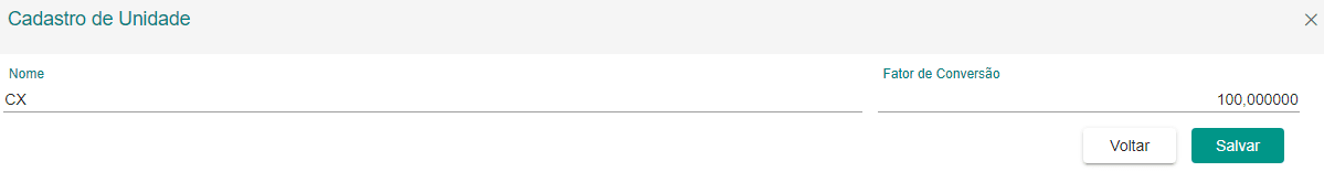1 CX = 100,00 UND