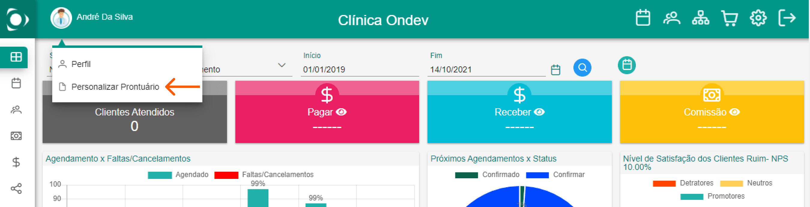 Click em Personalizar Prontuário